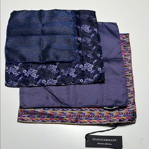 Hammer Made Limited Edition 4 Four Piece Woven Pocket Squares - New
